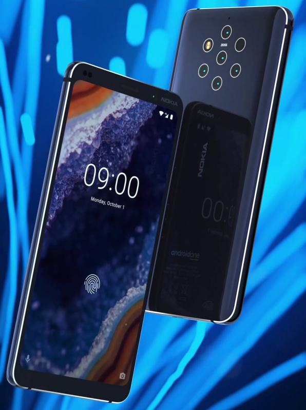 Hình ảnh Nokia 9 PureView với cảm biến vân tay trong màn hình và camera penta-lens