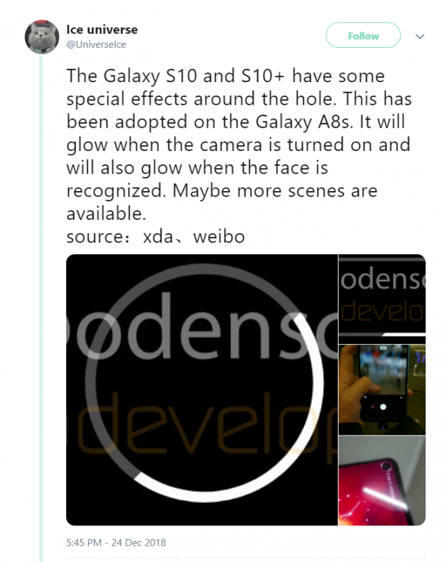 Samsung sẽ tạo điểm nhấn trên Galaxy S10 với những hiệu ứng đặc biệt quanh camera trước