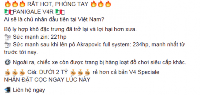 Siêu phẩm Panigale V4R sắp về Việt Nam với mức giá dưới 2 tỷ
