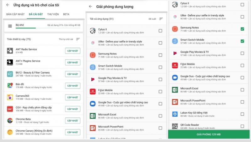Google Play bổ sung chức năng giúp người dùng quản lý bộ nhớ trên máy