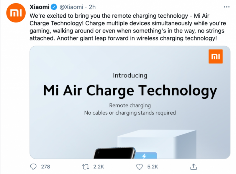 Xiaomi bất ngờ ra mắt công nghệ sạc không dây qua… không khí