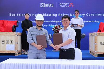 RobotPlusPlus bàn giao robot phun tia nước áp lực cao thân thiện với môi trường cho Nhà máy đóng tàu NOSCO tại Việt Nam